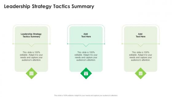 Leadership Strategy Tactics Summary In Powerpoint And Google Slides Cpb