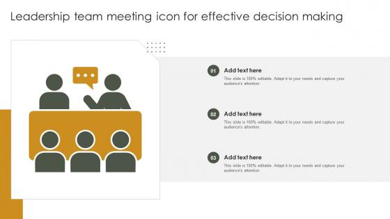 Leadership Team Meeting Icon For Effective Decision Making