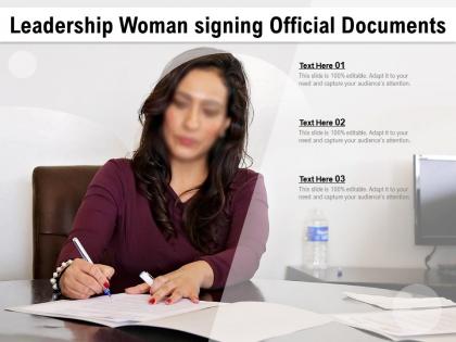 Leadership woman signing official documents