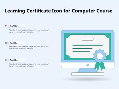 Learning certificate icon for computer course