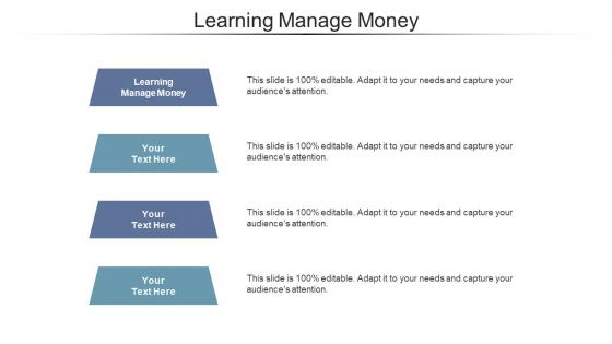 Learning manage money ppt powerpoint presentation infographics template cpb