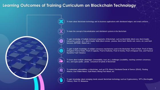 Learning Outcomes Of Training Curriculum On Blockchain Technology And Its Applications Training Ppt