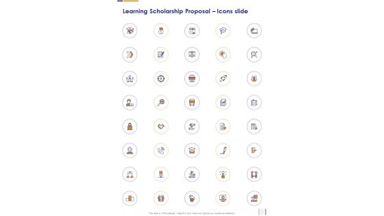 Learning Scholarship Proposal Icons Slide One Pager Sample Example Document