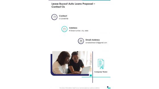 Lease Buyout Auto Loans Proposal Contact Us One Pager Sample Example Document