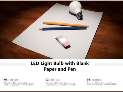 Led light bulb with blank paper and pen