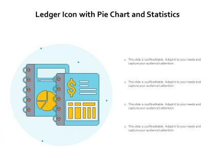 Ledger icon with pie chart and statistics