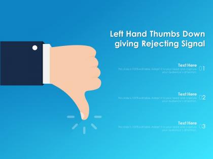 Left hand thumbs down giving rejecting signal