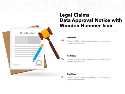 Legal claims data approval notice with wooden hammer icon