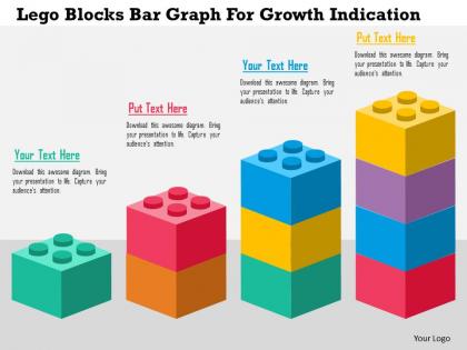 Lego blocks bar graph for growth indication flat powerpoint design