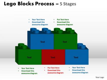 Lego blocks process 5 stages style 2 powerpoint slides and ppt templates 0412 45