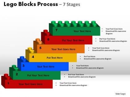 Lego blocks process 7 stages powerpoint slides