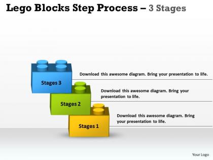 Lego blocks step process 3 stages