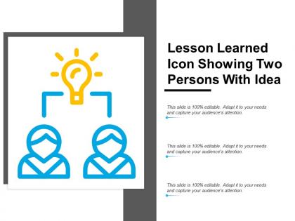 Lesson learned icon showing two person with idea