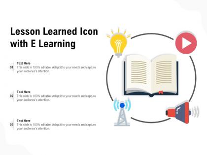 Lesson learned icon with e learning