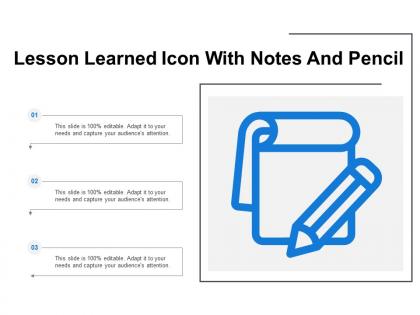 Lesson learned icon with notes and pencil