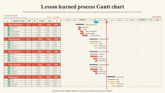 Lesson Learned Process Gantt Chart