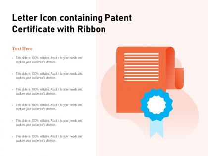 Letter icon containing patent certificate with ribbon
