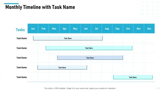 Level of automation monthly timeline with task name ppt slides deck