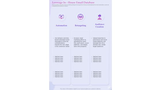 Leverage In House Email Database One Pager Sample Example Document