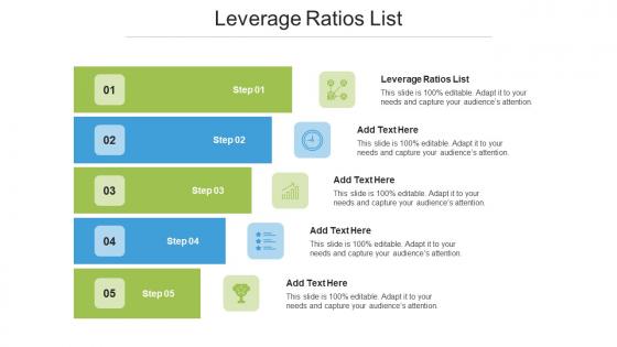Leverage Ratios List Ppt Powerpoint Presentation File Backgrounds Cpb