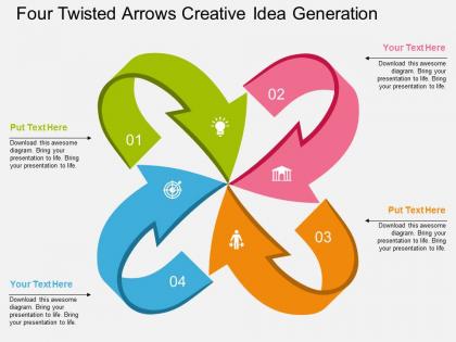 Lf four twisted arrows creative idea generation flat powerpoint design
