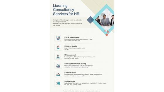 Liaoning Consultancy Services For HR One Pager Sample Example Document