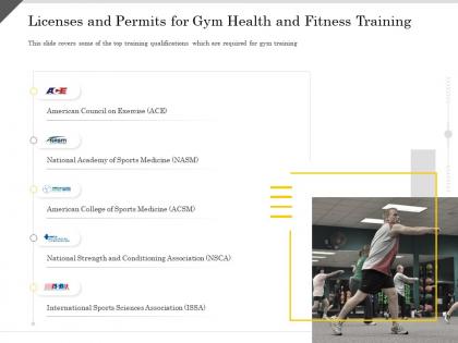 Licenses and permits for gym health and fitness training ppt powerpoint presentation infographic skills