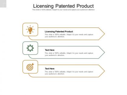 Licensing patented product ppt powerpoint presentation show slides cpb