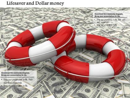 Lifesaver rings on dollar notes for saving money