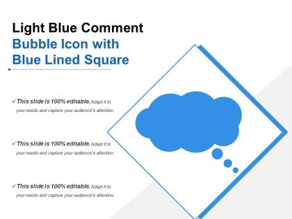 Light blue comment bubble icon with blue lined square