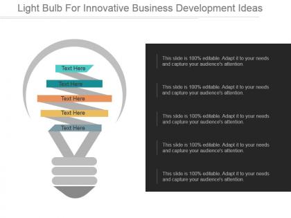 Light bulb for innovative business development ideas ppt example 2017