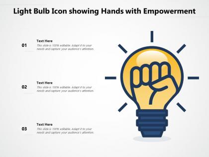 Light bulb icon showing hands with empowerment