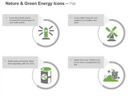 Light house windmill nuclear energy recycle ppt icons graphics