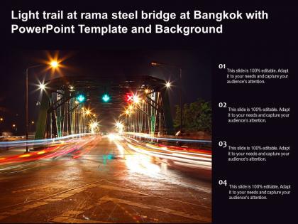 Light trail at rama steel bridge at bangkok with powerpoint template and background