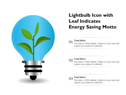 Lightbulb icon with leaf indicates energy saving motto