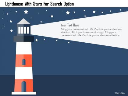 Lighthouse with stars for search option flat powerpoint design