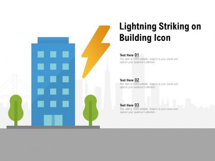 Lightning striking on building icon