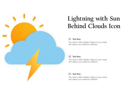 Lightning with sun behind clouds icon