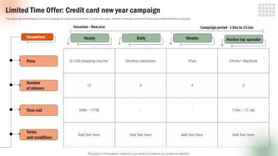 Limited Time Offer Credit Card New Year Execution Of Targeted Credit Card Promotional Strategy SS V