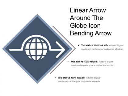 Linear arrow around the globe icon bending arrow