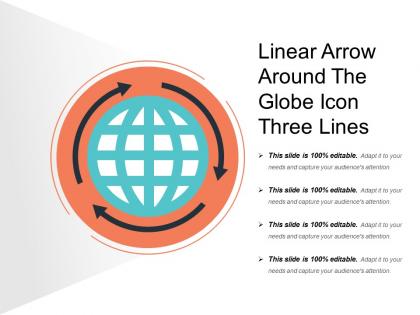 Linear arrow around the globe icon three lines