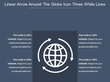 Linear arrow around the globe icon three white lines
