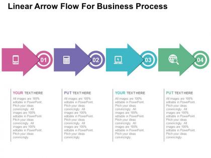 Linear arrow flow for business process flat powerpoint design