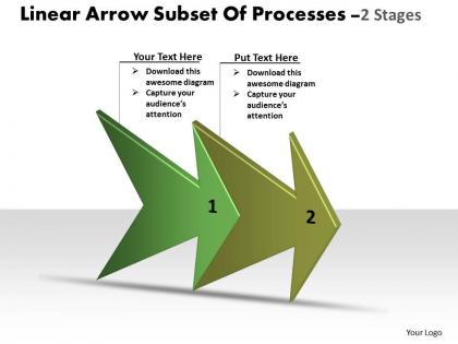 Linear arrow subset of processes 2 stages making flowchart powerpoint slides