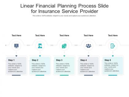 Linear financial planning process slide for insurance service provider infographic template