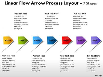 Linear flow arrow process layout 7 stages home electrical wiring powerpoint slides