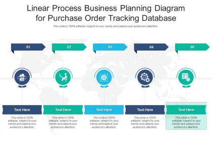 Linear process business planning diagram for purchase order tracking database infographic template