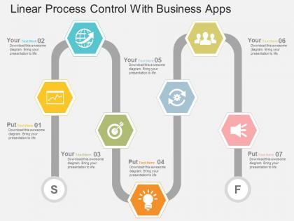 Linear process control with business apps flat powerpoint design