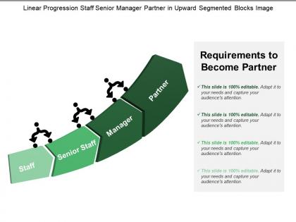 Linear progression staff senior manager partner in upward segmented blocks image