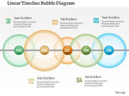 Linear timeline bubble diagram powerpoint template